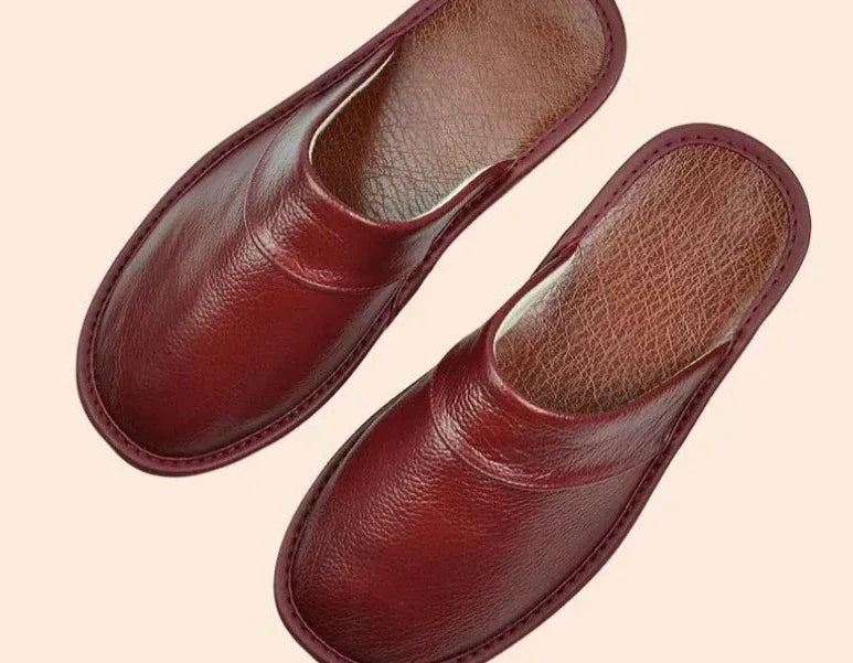Leren Herenpantoffels Indoor Warmte Comfort Zachte Zool Herfst Winter Huisschoenen Antislip Ademend Slippers