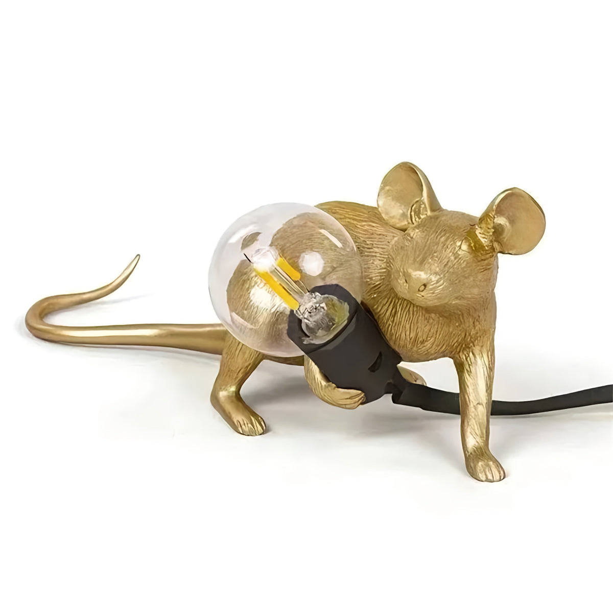 Decoratieve Tafellamp met Dierenfiguur - Hars - Gouden en Witte Muis - E12 - Warme Sfeerverlichting voor Woonkamer Slaapkamer Kantoor