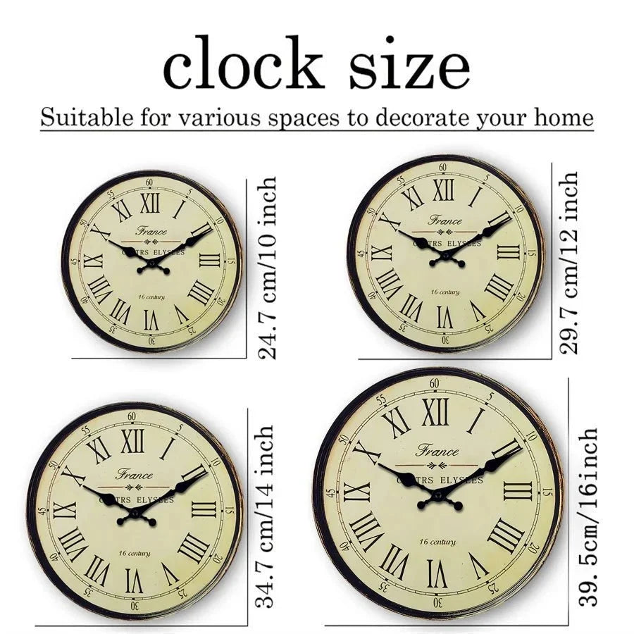 Wandklok Rond MDF Stille Naaldmechanisme Klassiek Frans Patroon Woonkamer Slaapkamer Keuken Decoratief