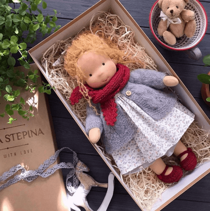 Handgemaakte Knuffelpop 35cm Zachte Vulling Katoenen Jersey Fantasiespel Creatief Speelgoed Kinderen Vanaf 2 Jaar