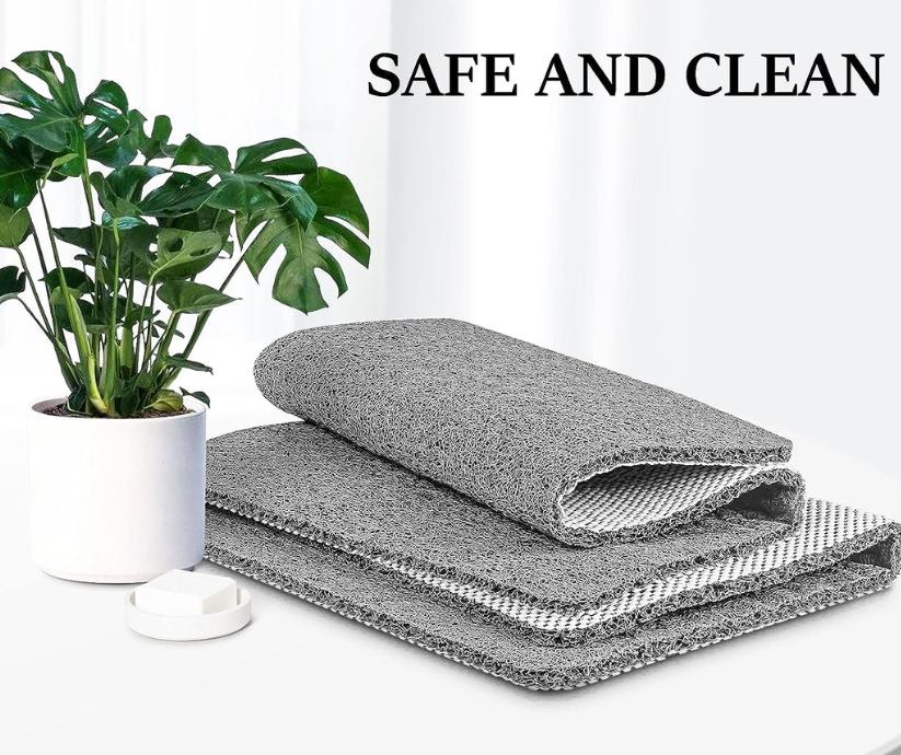 Douchemat Antislip PVC Grijs Badkamer Sneldrogend Waterdoorlatend Loofah Textuur Douchemat Schimmelbestendig Op Maat Knipbaar