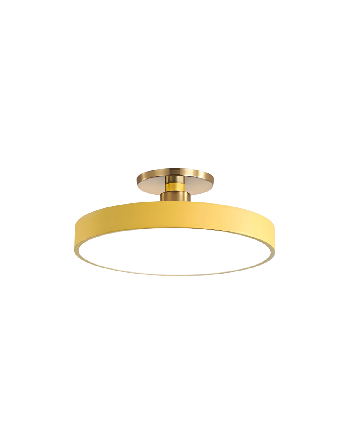 Moderne ronde plafondlamp met goud detail en acryl diffuser - minimalistische semi flush design verlichting voor woonkamer en slaapkamer